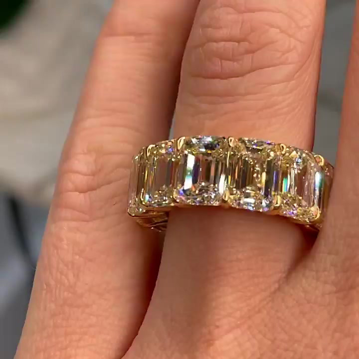 7.95ct Emerald Cut White Sapphire Eternity Ring