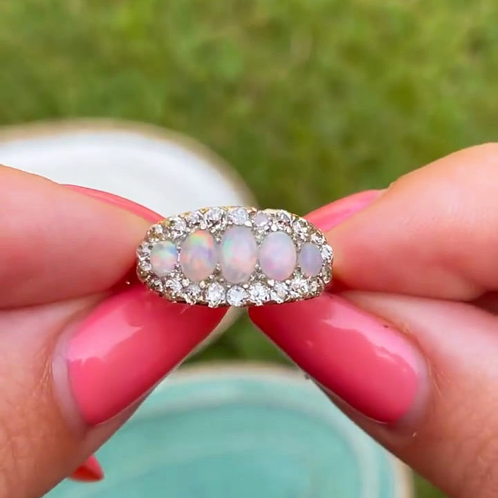 3.75ct Oval Cut Opal Sapphire Eternity Ring