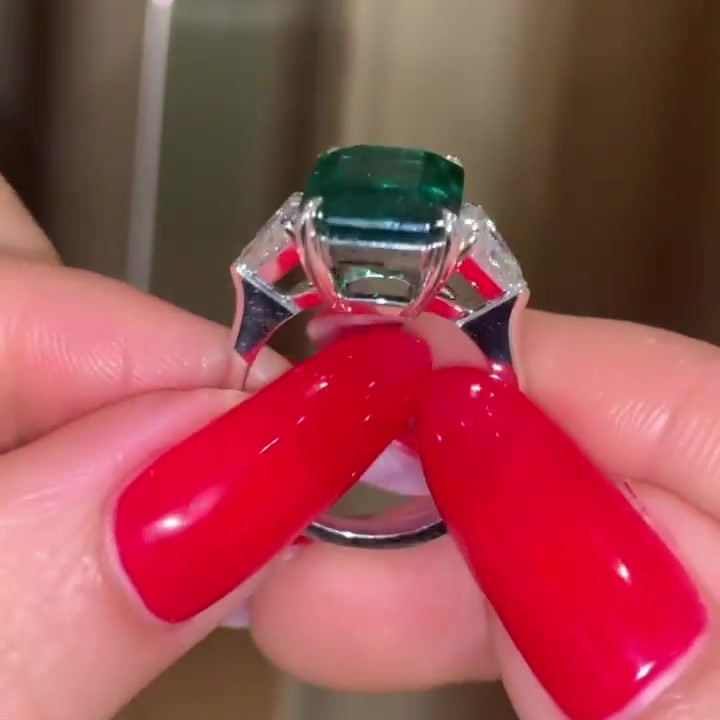 5ct Emerald Cut Emerald Green Sapphire Wedding Ring