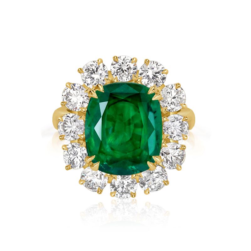 7ct Halo Cushion Cut Created Emerald Sapphire Engagement Ring