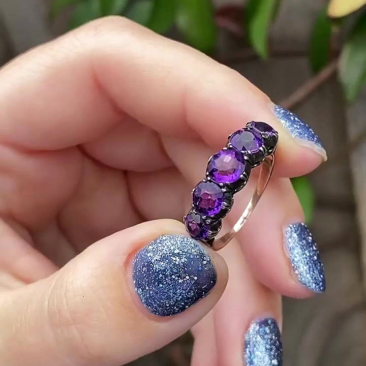 5ct Art Deco Round Cut Amethyst Sapphire Eternity Ring