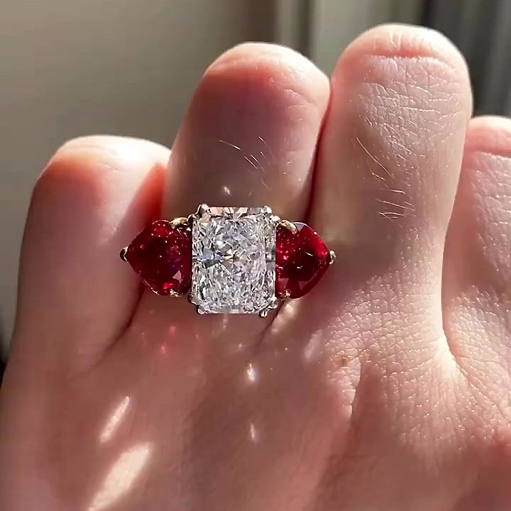 4ct Three-stone Radiant Cut Engagement Ring