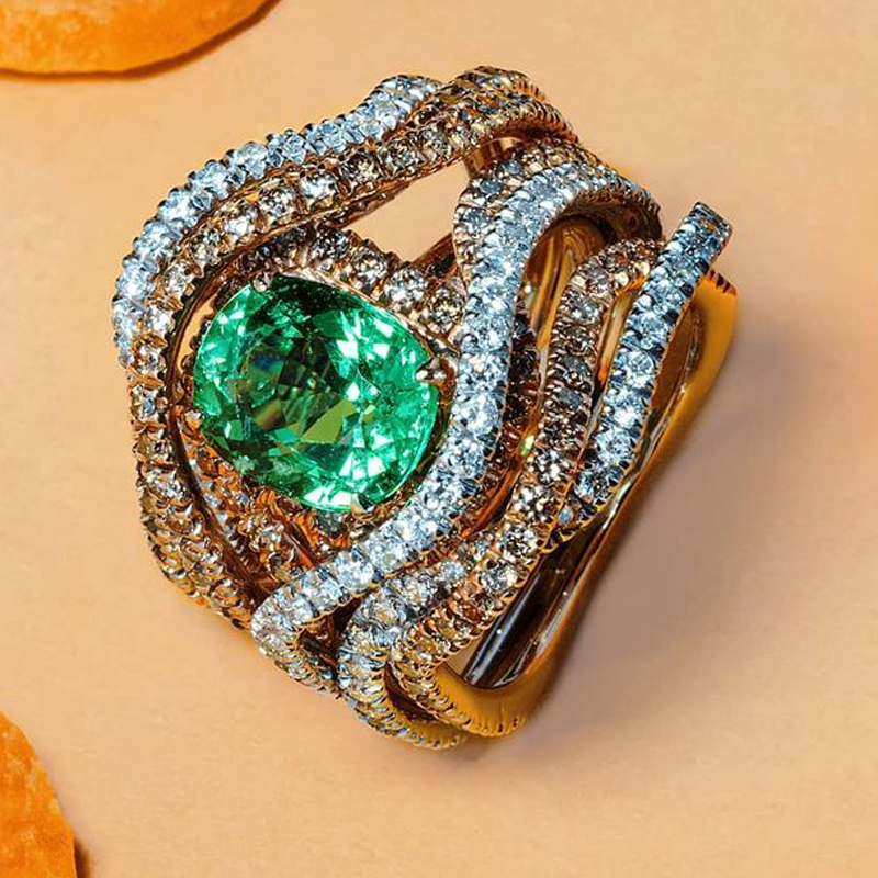 3ct Oval Cut Emerald Sapphire Engagement Ring