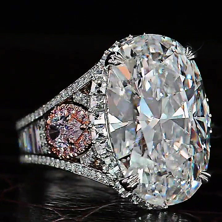 10ct Oval Cut White Sapphire Engagement Ring