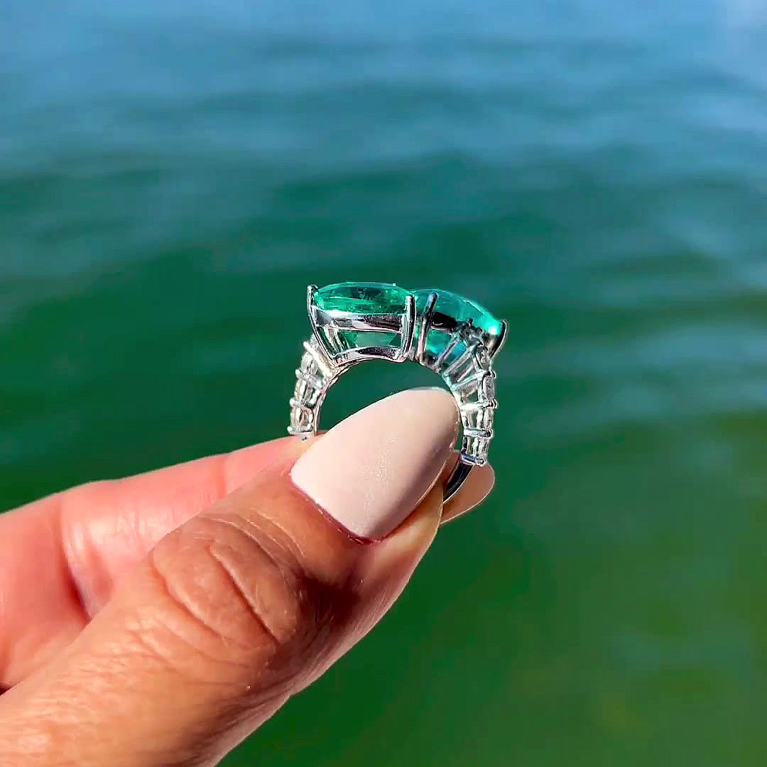 6ct Heart Cut Green Sapphire Eternity Ring