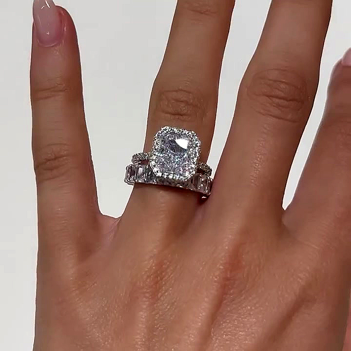 4ct Radiant Cut White Sapphire Bridal Set Rings