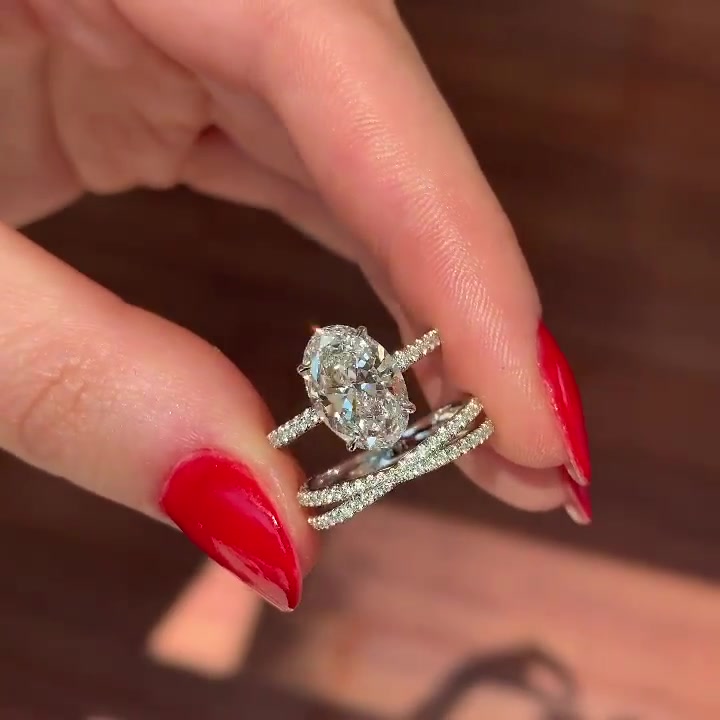 5ct Oval Cut White Sapphire wedding Set