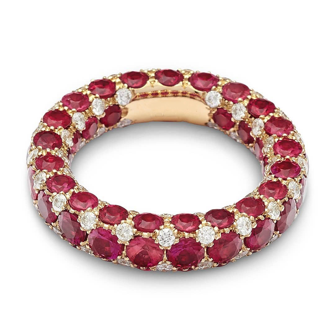 3.75ct Oval Cut Ruby Sapphire Eternity Ring