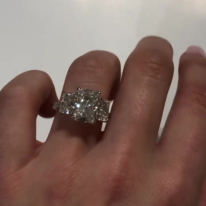 6.4ct Radiant Cut White Sapphire Wedding Ring