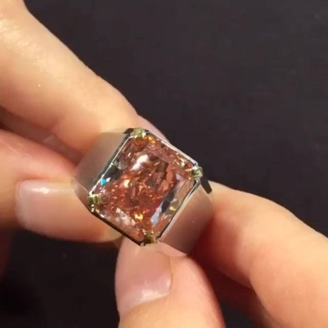 10ct Radiant Cut Pink Sapphire Men's Solitaire Ring