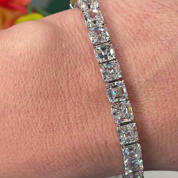 Ascher Cut White Sapphire Tennis Chain Bracelet