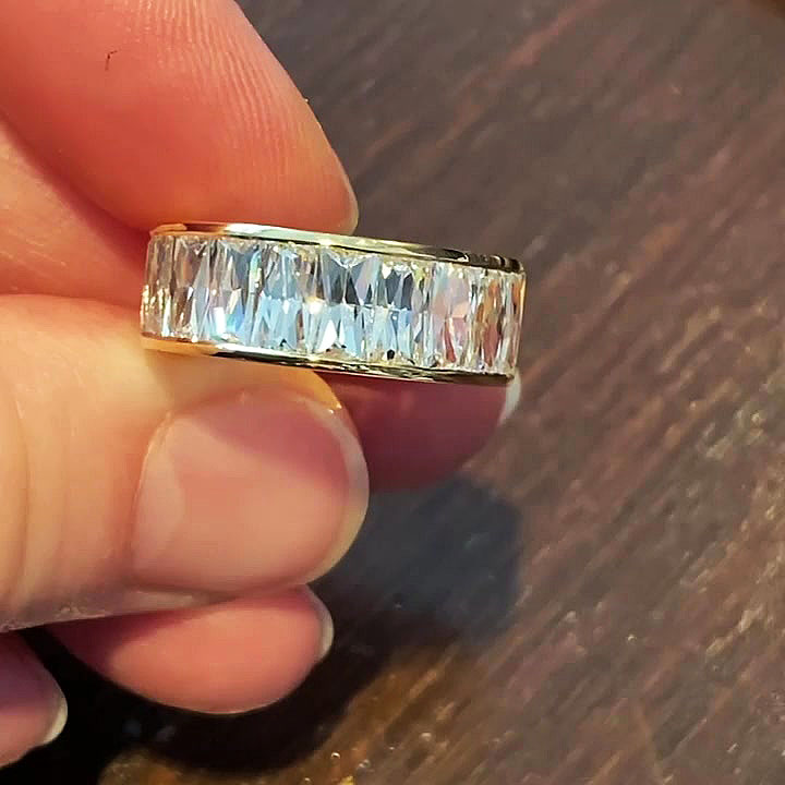 6.05ct French Cut White Sapphire Eternity Ring