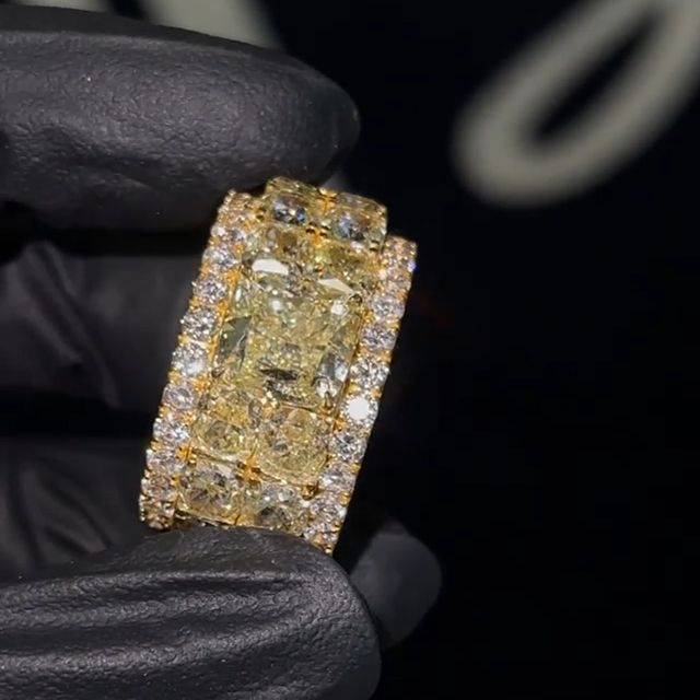 1.0ct Radiant Cut Yellow and White Sapphire Men's Ring