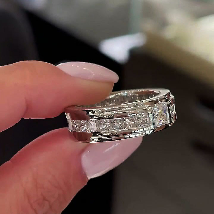 3.75ct Princess Cut White Sapphire Men's Eternity Ring