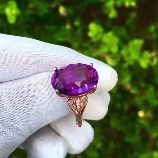 6ct Oval Cut Amethyst Sapphire Engagement Ring