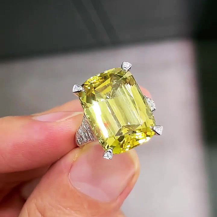 6ct Cushion Cut Yellow Sapphire Engagement Ring