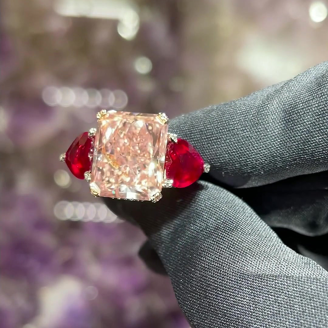 5ct Radiant Cut Champagne Sapphire Engagement Ring