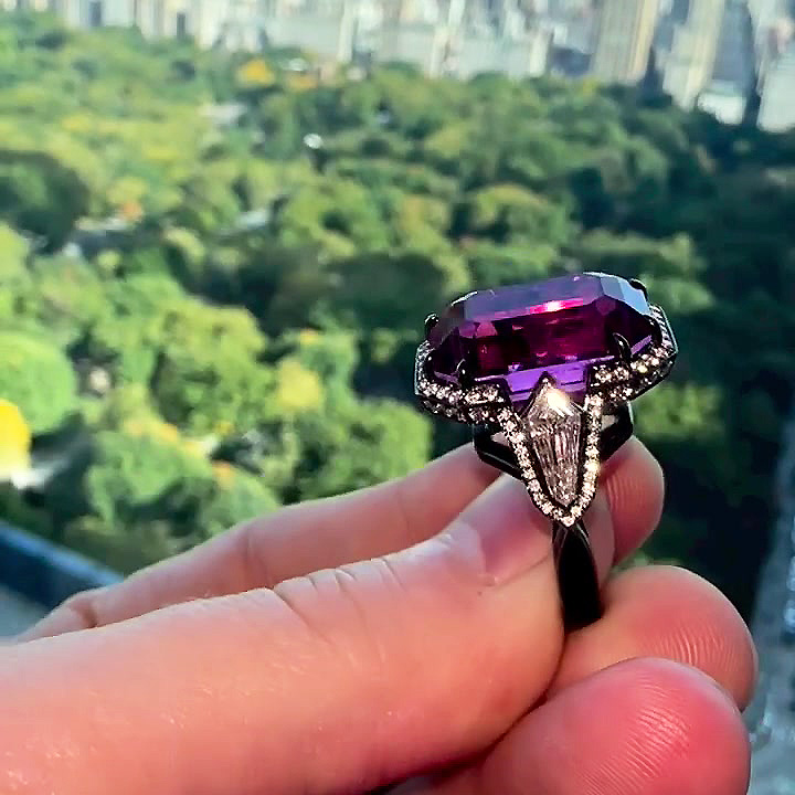 10ct Emerald Cut Amethyst Sapphire Engagement Ring