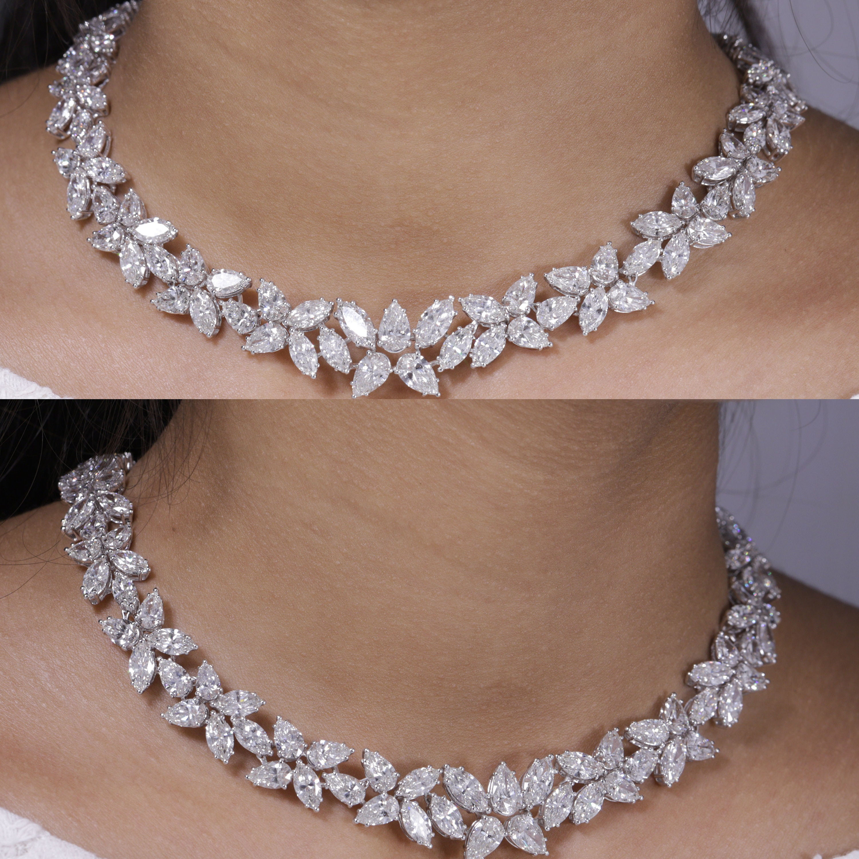 Marquise&Pear Cut White Sapphire Necklace