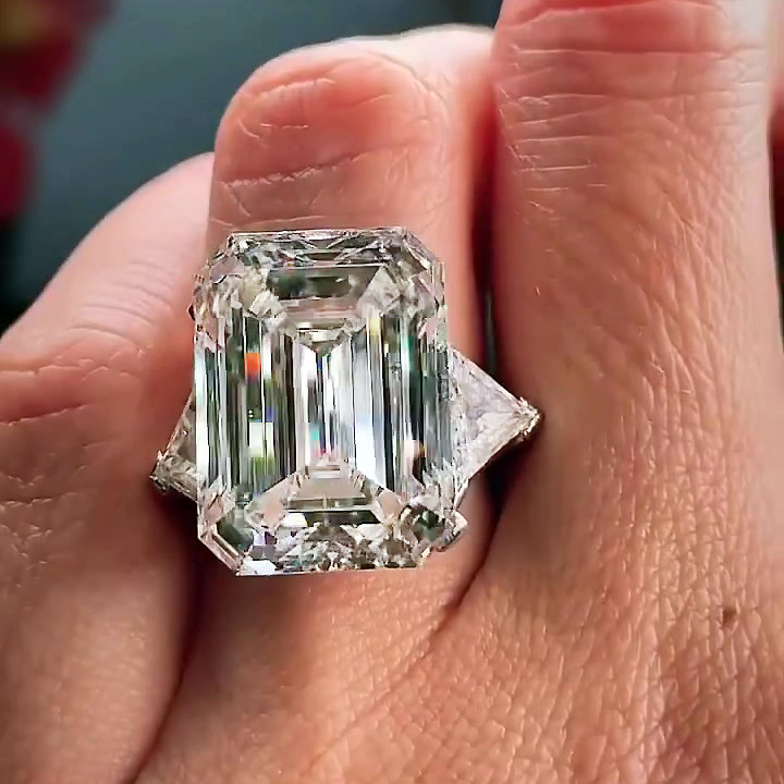 7ct Emerald Cut White Sapphire Engagement Ring