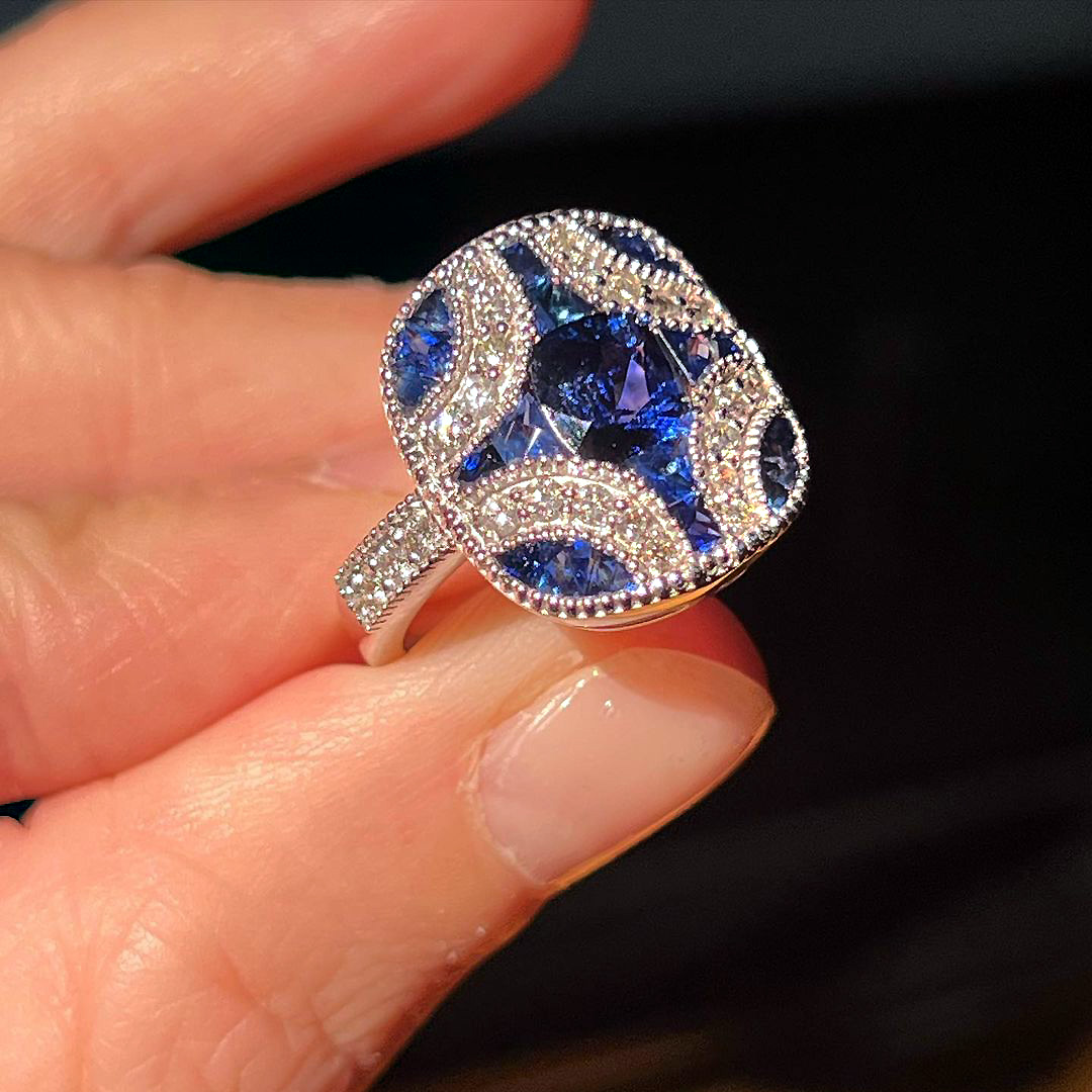 2ct Cushion Cut Blue Sapphire Engagement Ring