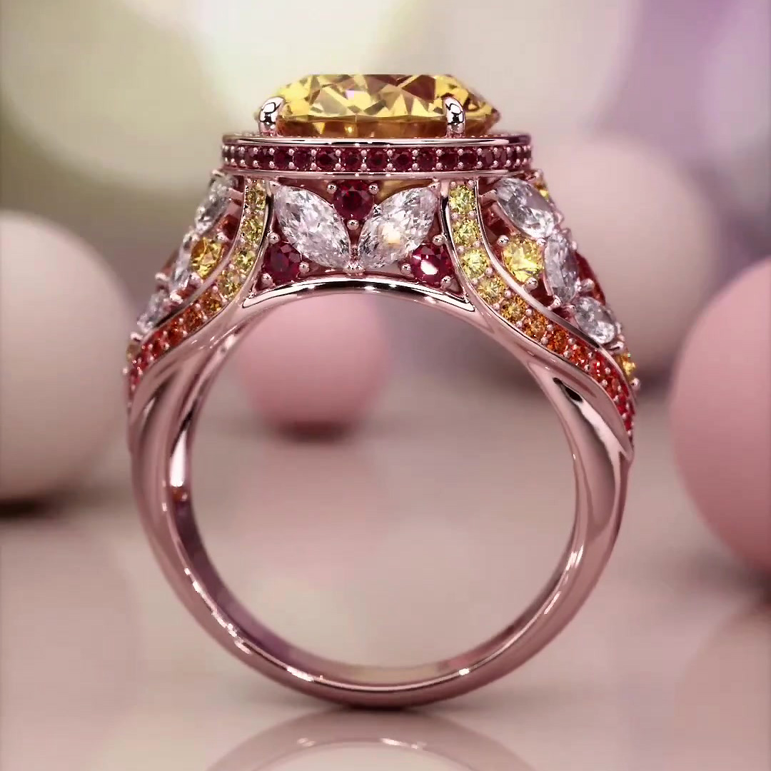 7ct Oval Cut Yellow Sapphire Engagement Ring