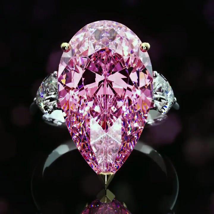 10ct Pear Cut Pink Sapphire Engagement Ring