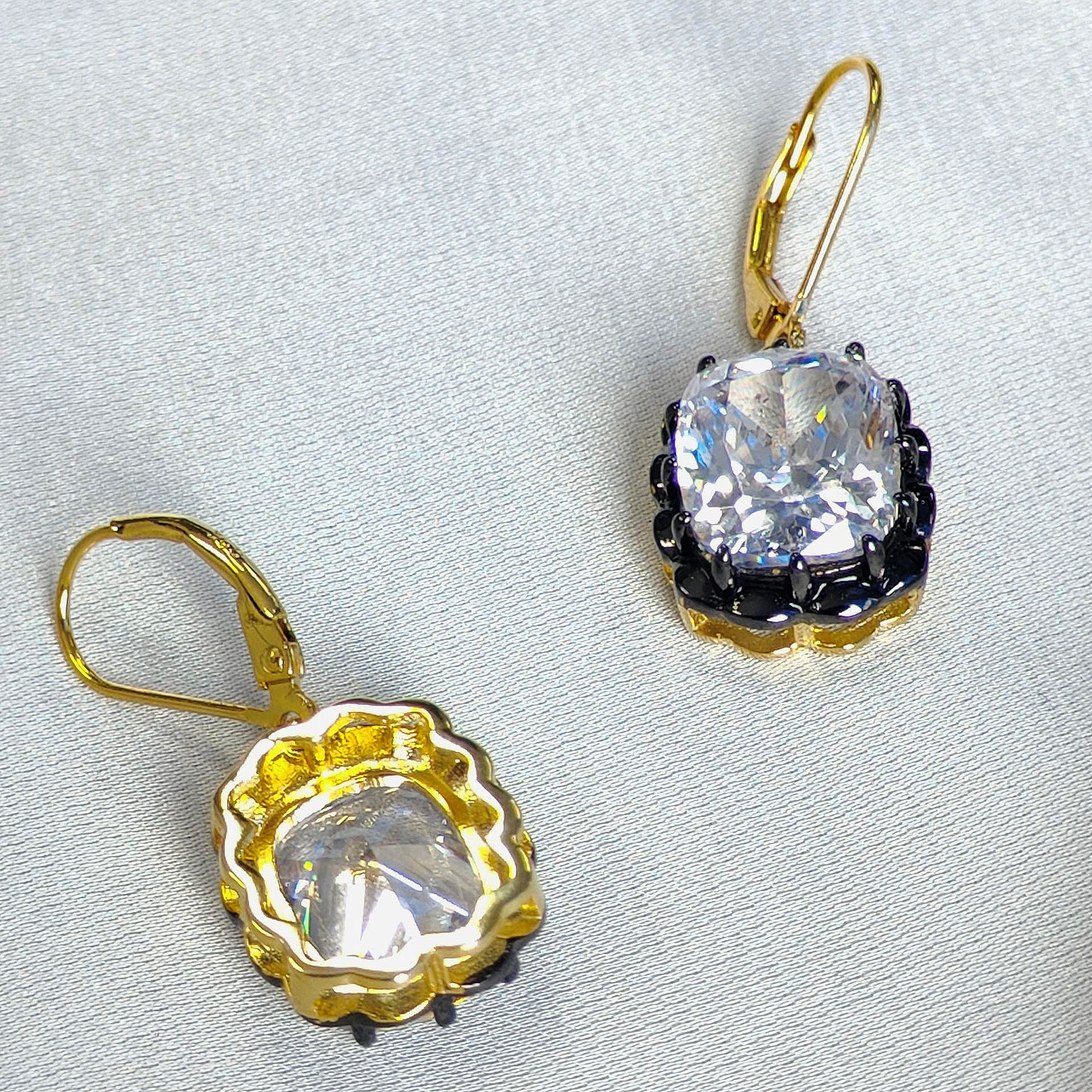 Art Deco Cushion Cut White Sapphire Drop Earrings