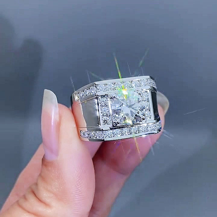 4ct Round Cut White Sapphire Men's Engagement Ring