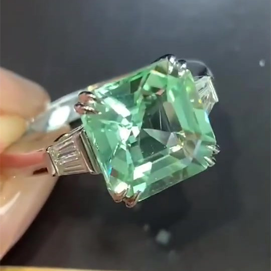 4ct Asscher Cut Green Sapphire Engagement Ring