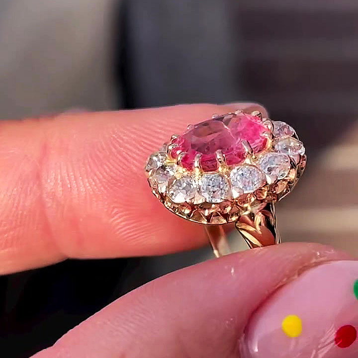 4ct Cushion Cut Pink Sapphire Engagement Ring