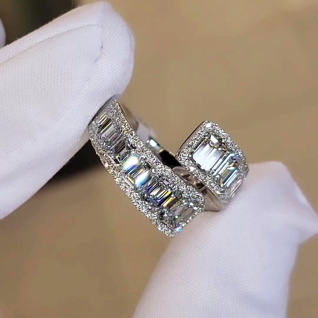 6ct Emerald Cut White Sapphire Eternity Ring