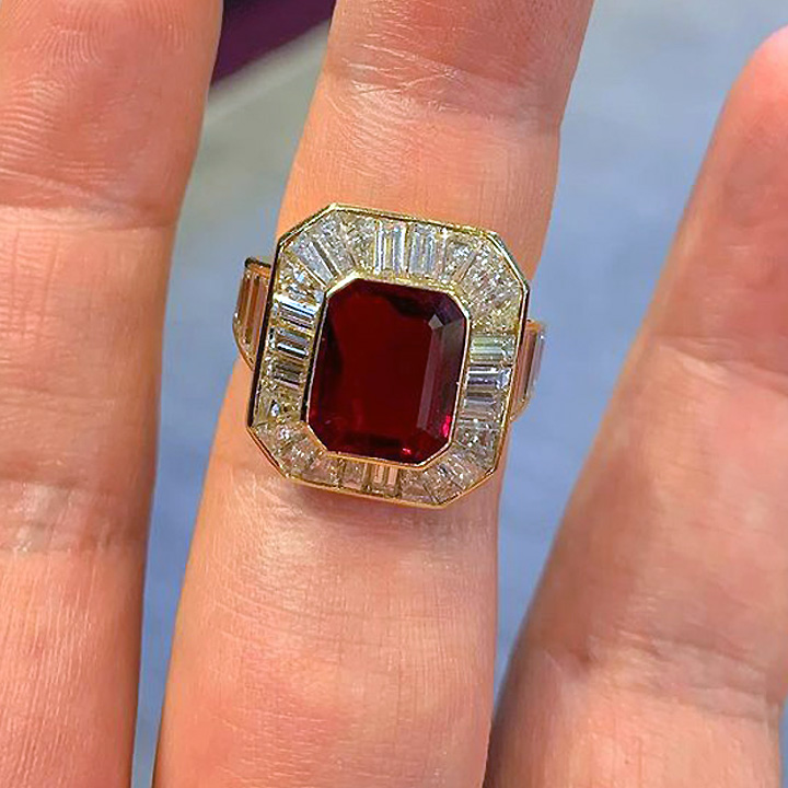 5ct Halo Radiant Cut Ruby Sapphire Engagement Ring