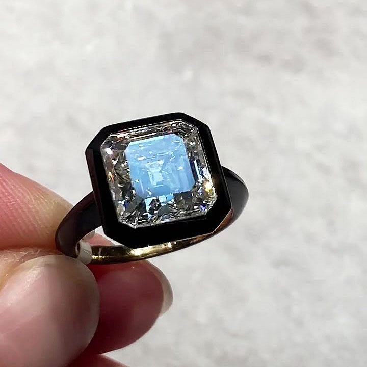 6ct Asscher Cut White Sapphire Engagement Ring