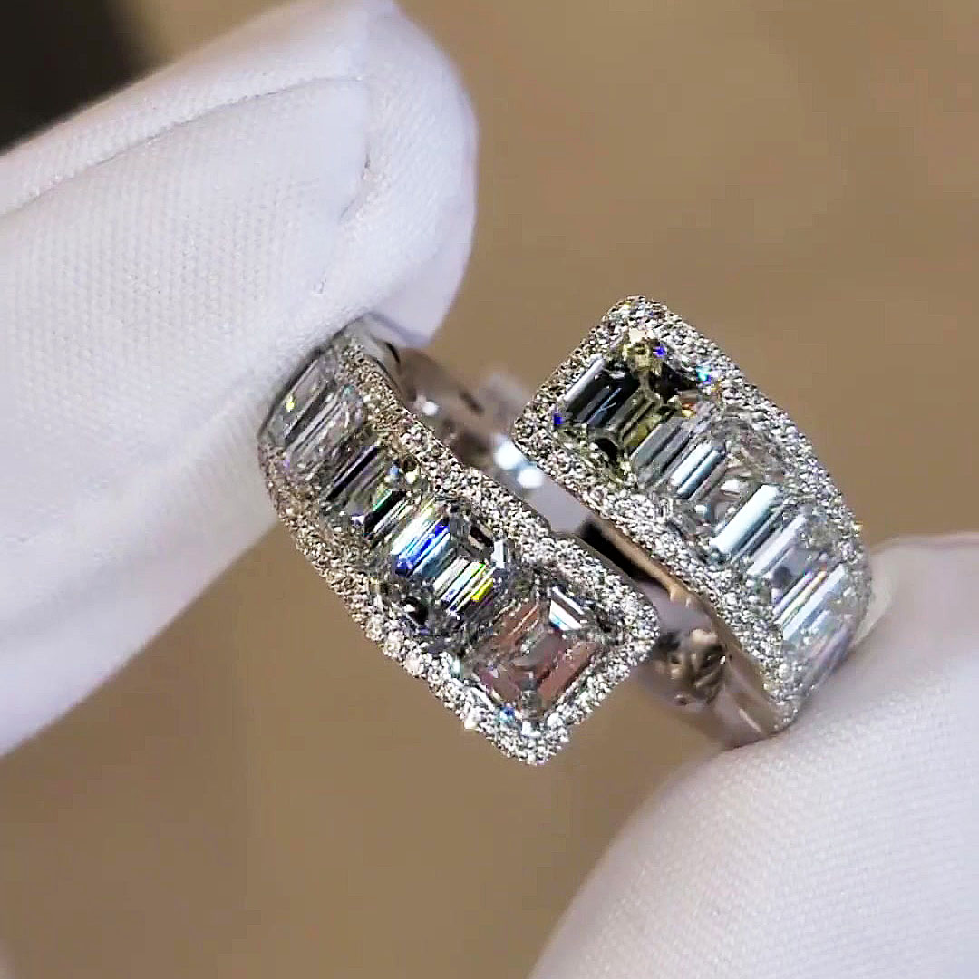 6ct Emerald Cut White Sapphire Eternity Ring