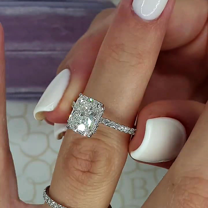 4ct Radiant Cut White Sapphire Wedding Set