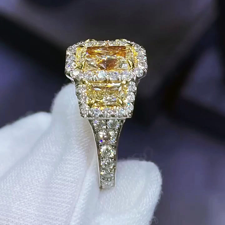 6ct Radiant Cut Yellow Sapphire Eternity Ring