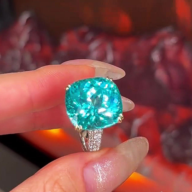 6ct Cushion Cut Green Sapphire Engagement Ring