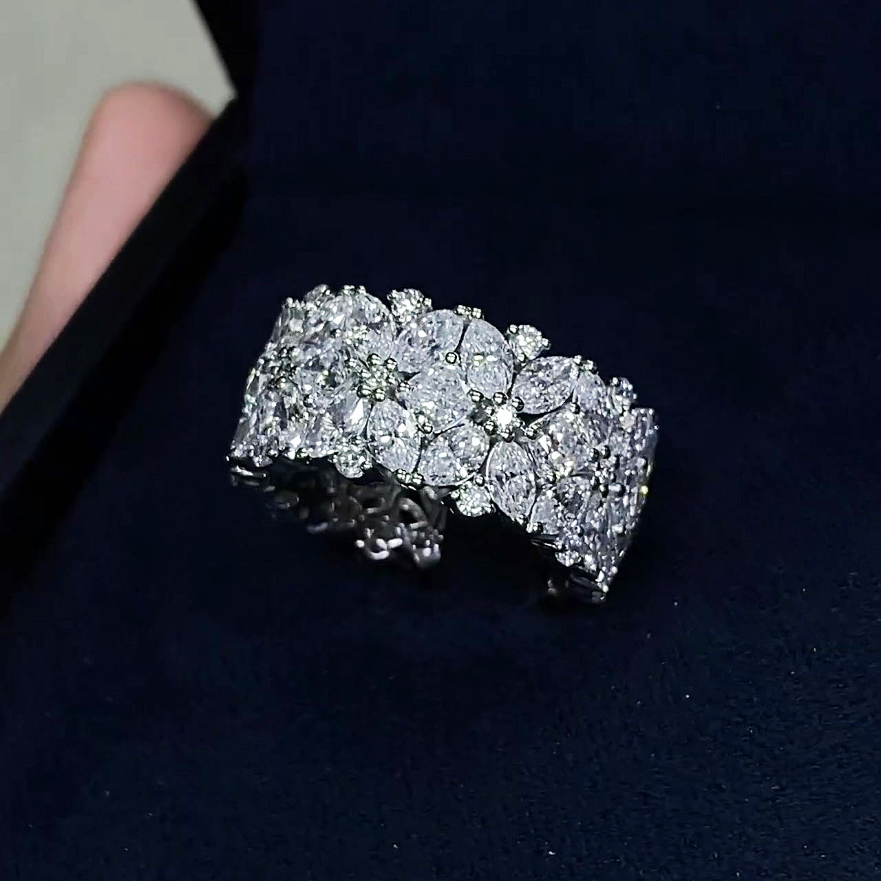 5.65ct Marquise Cut White Sapphire Eternity Ring