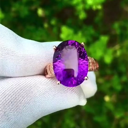 6ct Oval Cut Amethyst Sapphire Engagement Ring