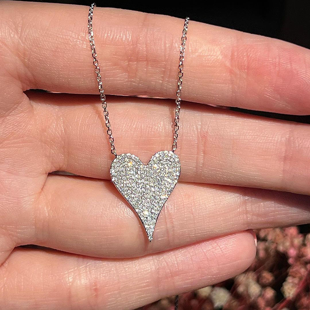 Love Heart Round Cut White Sapphire Pendant Necklace