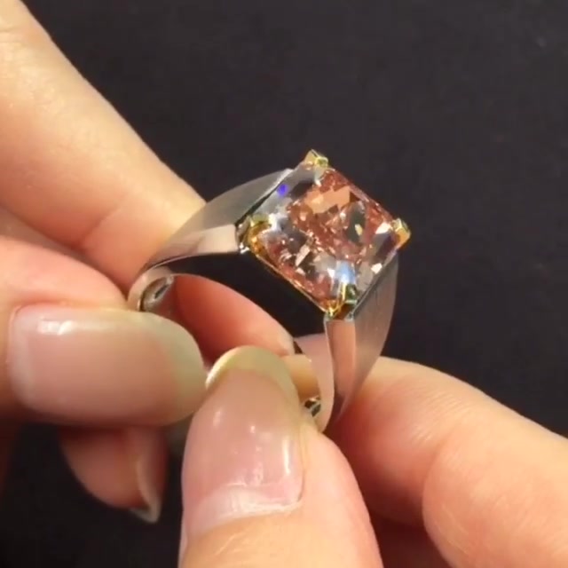 10ct Radiant Cut Pink Sapphire Men's Solitaire Ring