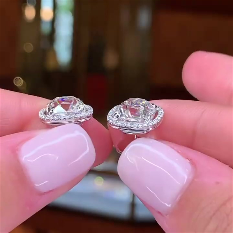 Cushion Cut Pink Sapphire Stud Earrings