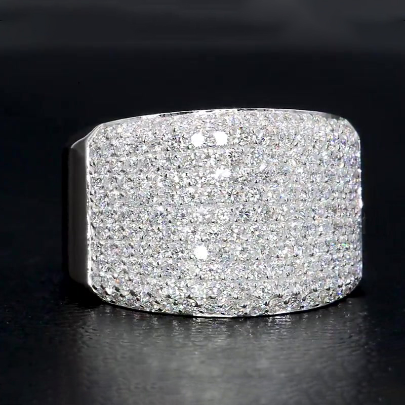 7.75ct Micro-pave Setting Round Cut White Sapphire Men's Ring