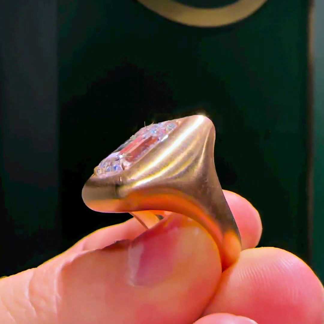 6ct Emerald Cut White Sapphire Men's Engagement Ring