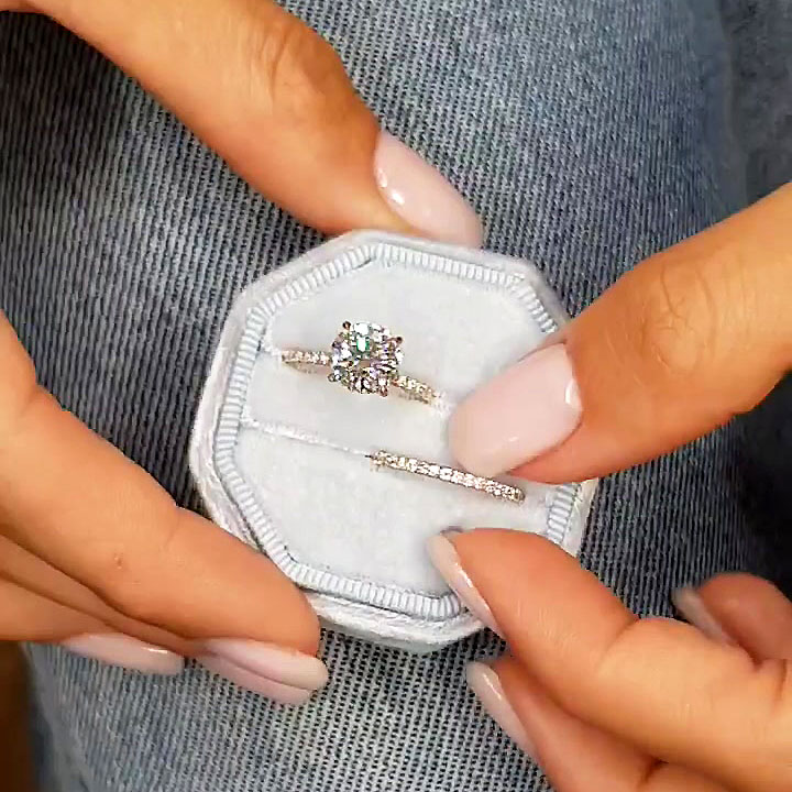 3ct Round Cut White Sapphire Wedding Set