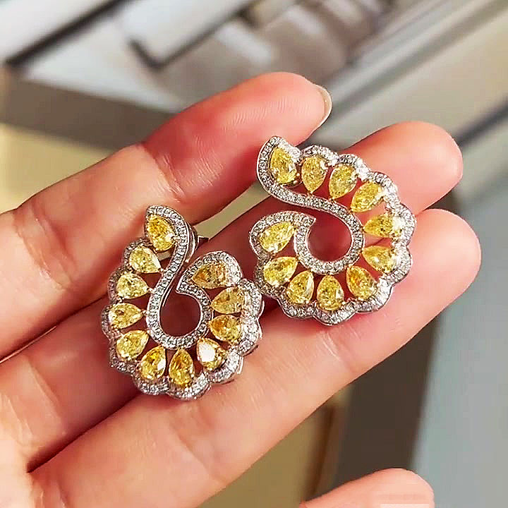 Pear Cut Yellow Sapphire Hoop Earrings