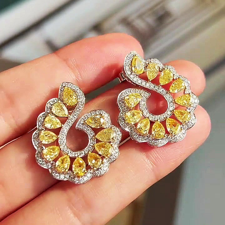 Pear Cut Yellow Sapphire Hoop Earrings