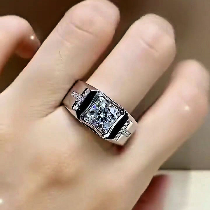 3ct Round Cut White Sapphire Men's Engagement Ring