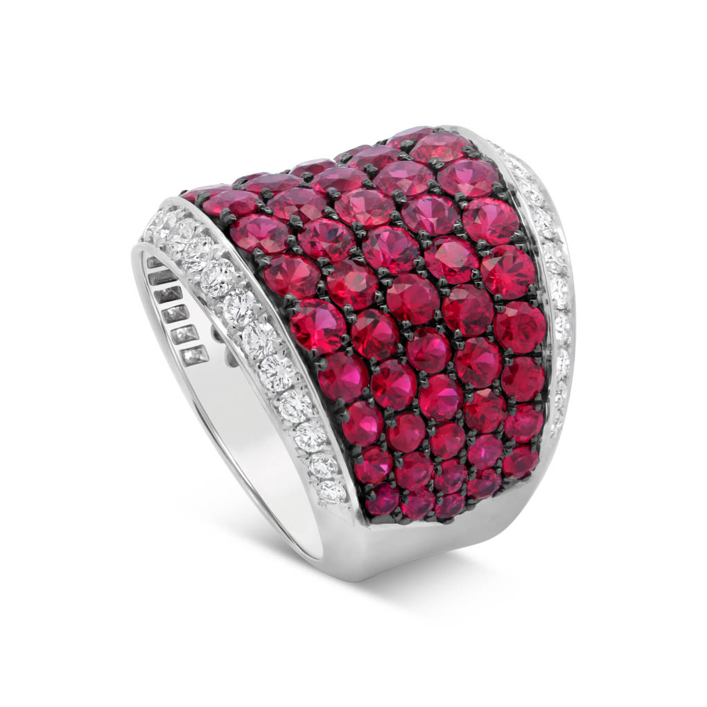 9.75ct Micro-pave Setting Round Cut Ruby Sapphire Eternity Ring
